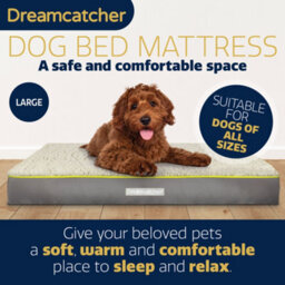Dreamcatcher Grey Large Dog Bed Orthopaedic Flat Crate Pet Mattress 89X56X9Cm, Removable Washable Cover - thumbnail 2