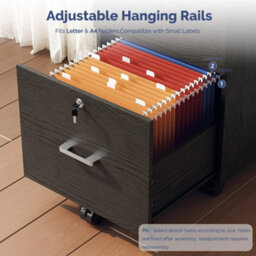Black 3 Drawer Locking Filing Cabinet With Hanging Bars For A4 And Letter Office - thumbnail 3