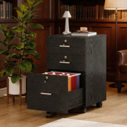 Black 3 Drawer Locking Filing Cabinet With Hanging Bars For A4 And Letter Office - thumbnail 6