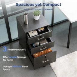 Black 3 Drawer Locking Filing Cabinet With Hanging Bars For A4 And Letter Office - thumbnail 4