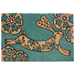 Beliani Doormat Clark Teal 40 X 60 Cm Rabbit Coir
