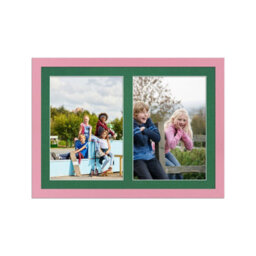 AK Frames 20X14 Pastel Pink Modern Multi Photo Frame With Emerald Mount - Holds 2 Apertures (2X) A4 Photos