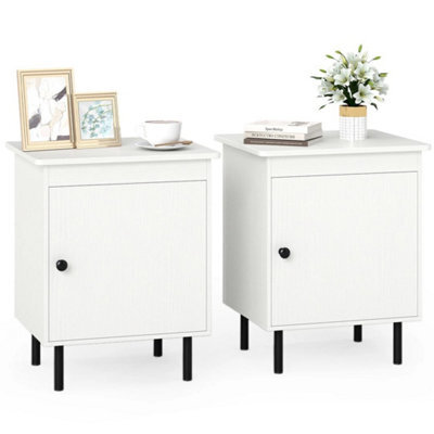 2Pcs 2 Tier Nightstand Modern Bedside Table W/single Door Cabinet - image 1