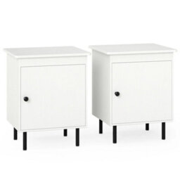 2Pcs 2 Tier Nightstand Modern Bedside Table W/single Door Cabinet - thumbnail 3