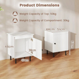2Pcs 2 Tier Nightstand Modern Bedside Table W/single Door Cabinet - thumbnail 2