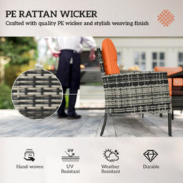 Wyld Haus Lodori 7-Seater Grey Rattan Outdoor Dining Set With Orange Cushions And Glass Table - thumbnail 5