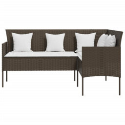 Walplus 5 Piece L-Shaped Couch Sofa Set With Cushions Poly Rattan Brown - thumbnail 4