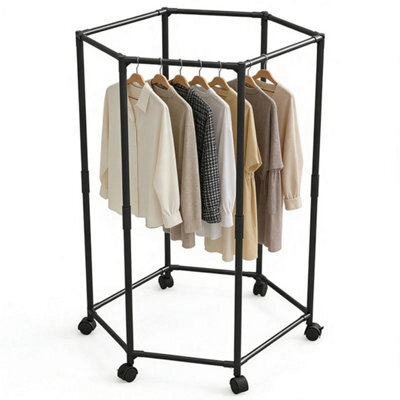 Garment Hanging Rail Rack Storage Stand On Wheels - image 1