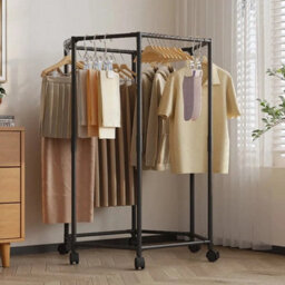 Garment Hanging Rail Rack Storage Stand On Wheels - thumbnail 5