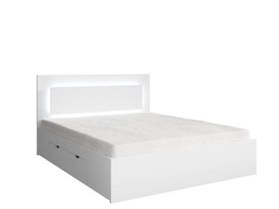 Arte Family-Friendly White Divan Bed Eu Double 140X200Cm - Safe Storage Bed With Led And Drawers - image 1