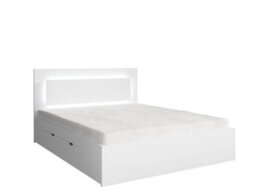 Arte Family-Friendly White Divan Bed Eu Double 140X200Cm - Safe Storage Bed With Led And Drawers