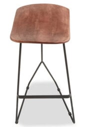 Orsina Brown Leather Bar Stool, Minimal Bar Stool With Footrest, Open Frame Kitchen Stool, Airy Metal Bar Stool - thumbnail 3
