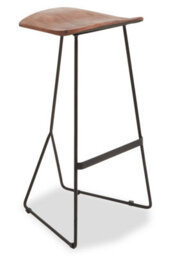 Orsina Brown Leather Bar Stool, Minimal Bar Stool With Footrest, Open Frame Kitchen Stool, Airy Metal Bar Stool - thumbnail 2
