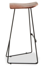 Orsina Brown Leather Bar Stool, Minimal Bar Stool With Footrest, Open Frame Kitchen Stool, Airy Metal Bar Stool - thumbnail 4