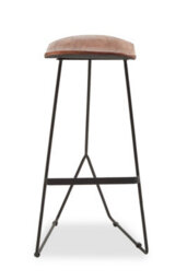 Orsina Brown Leather Bar Stool, Minimal Bar Stool With Footrest, Open Frame Kitchen Stool, Airy Metal Bar Stool - thumbnail 6