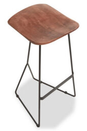 Orsina Brown Leather Bar Stool, Minimal Bar Stool With Footrest, Open Frame Kitchen Stool, Airy Metal Bar Stool - thumbnail 5