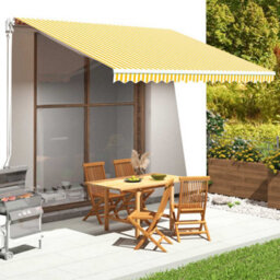 Berkfield Replacement Fabric For Awning Yellow And White 4X3.5 M
