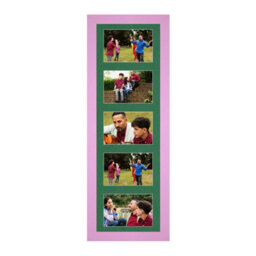 AK Frames 26X8 Pastel Pink Sleek Multi Photo Frame With Emerald Mount - Holds 5 Apertures (5X) 6X4 Photos