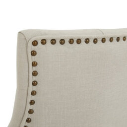 The Furniture Market Luxury Natural Fabric Scoop Back Kitchen Counter Bar Stool Oak Legs Quilted Button Back Stud Detailing Solid Wood Frame - thumbnail 6
