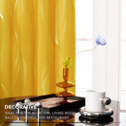 Deconovo Blackout Curtains Eyelet Silver Wave Line Foil Printed Curtains For Bedroom 52X72 Inch Mellow Yellow 2 Panels - thumbnail 3