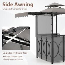 Gainoom Grill Gazebo With Awning 3-Piece Outdoor Bbq Canopy W/ Bar Table & 2 Foldable Bar Chairs Set - thumbnail 8