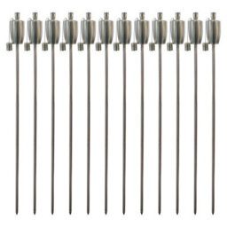 Harbour Housewares 146Cm Metal Garden Torches - Barrel - Set Of 12 Silver Outdoor Lighting Oil Fuel Lamp Candle Flame Lantern - thumbnail 1