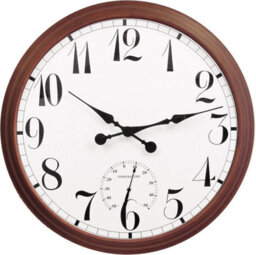 Primrose Outdoor Garden Clock With Thermometer And Metal Casing Brown Big Time  90Cm - thumbnail 2
