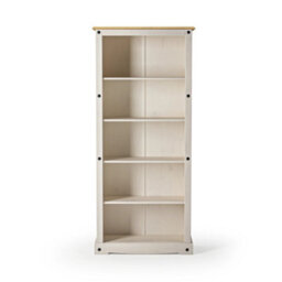 Mews Corona White Tall Bookcase Large Solid Pine Wood - thumbnail 5