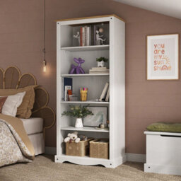 Mews Corona White Tall Bookcase Large Solid Pine Wood - thumbnail 6