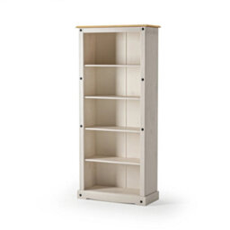 Mews Corona White Tall Bookcase Large Solid Pine Wood - thumbnail 4