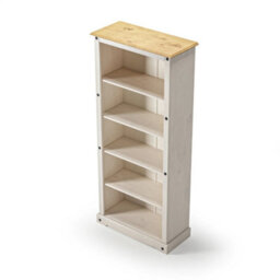 Mews Corona White Tall Bookcase Large Solid Pine Wood - thumbnail 3