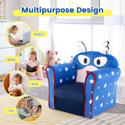 Costway Kids Sofa Children Armrest Upholstered Chair Cute Pattern Armchair Solid Frame - thumbnail 5