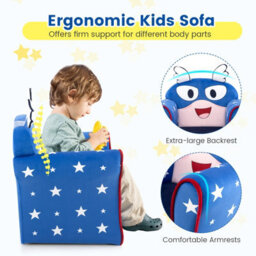 Costway Kids Sofa Children Armrest Upholstered Chair Cute Pattern Armchair Solid Frame - thumbnail 4