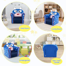 Costway Kids Sofa Children Armrest Upholstered Chair Cute Pattern Armchair Solid Frame - thumbnail 6