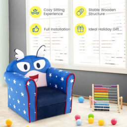 Costway Kids Sofa Children Armrest Upholstered Chair Cute Pattern Armchair Solid Frame - thumbnail 3