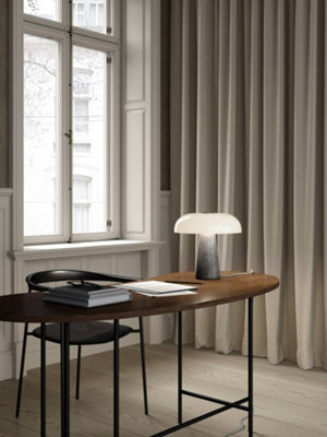 Nordlux Glossy Marble Table Lamp White Inner Grey,mains - image 1