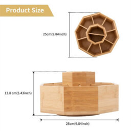 Bamboo Rotating Desk Organizer Spinning Art Supply Storage Holder - thumbnail 2
