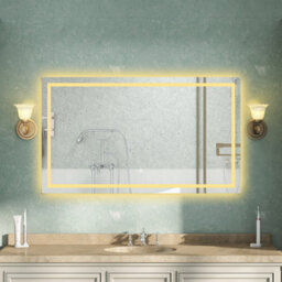 AVER-GROWTH Bathroom Mirror With 3 Colour Led Lights Demister Pad Anti-Fog Touch/wall Switch Dimmable Portrait/landscape 1000X600mm - thumbnail 2