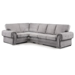 Furnishings For Less UK Milan 5 Seater Long  L Shaped Corner Sofa Full Back Chesterfield Arms Grey Left Hand Facing - thumbnail 1
