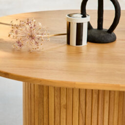 Sweeek - Oval Dining Table In Rubberwood And Oak Veneer    Natural Finish Seats 8    L 220 X W 100 X H 73 Cm    Estelle - thumbnail 4