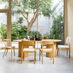 Sweeek - Oval Dining Table In Rubberwood And Oak Veneer    Natural Finish Seats 8    L 220 X W 100 X H 73 Cm    Estelle - thumbnail 5