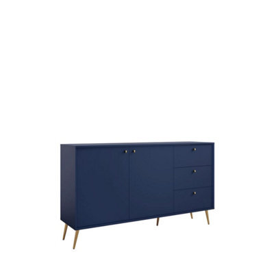 Arte Luxurious Dark Blue Sideboard Cabinet 156Cm - Gold Accents & Smooth-Glide Drawers For Modern British Homes - image 1