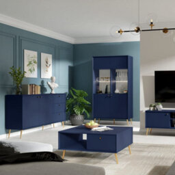 Arte Luxurious Dark Blue Sideboard Cabinet 156Cm - Gold Accents & Smooth-Glide Drawers For Modern British Homes - thumbnail 5