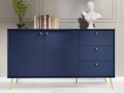 Arte Luxurious Dark Blue Sideboard Cabinet 156Cm - Gold Accents & Smooth-Glide Drawers For Modern British Homes - thumbnail 4