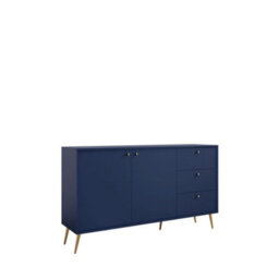 Arte Luxurious Dark Blue Sideboard Cabinet 156Cm - Gold Accents & Smooth-Glide Drawers For Modern British Homes