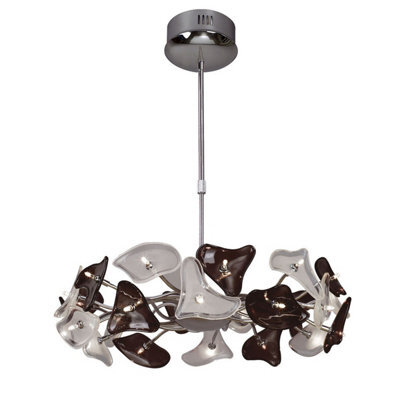 Luminosa Lighting Luminosa Otto Pendant 24 Light G4 Ring, Polished Chrome/black Glass, Not Led/cfl Compatible - image 1