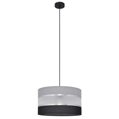 Luminosa Lighting Luminosa Helen Cylindrical Pendant Ceiling Light Grey, Silver, Black 35Cm