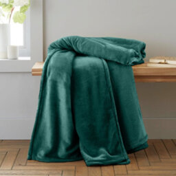Ameha Fleece Plain Blanket, Lightweight & Reversible Throw For Travel, Bed & Sofa Blanket, Emerald Double 150X200Cm - thumbnail 4