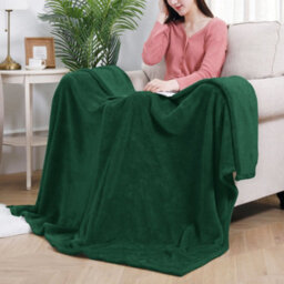 Ameha Fleece Plain Blanket, Lightweight & Reversible Throw For Travel, Bed & Sofa Blanket, Emerald Double 150X200Cm - thumbnail 3