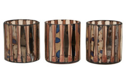 Orsina Gaia Set Of 3 Pink Tealight Holders - thumbnail 1